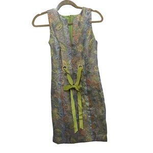 Chetta B Sherrie Bloom Peter Noviello Metallic Floral Brocade Sheath Dress 4